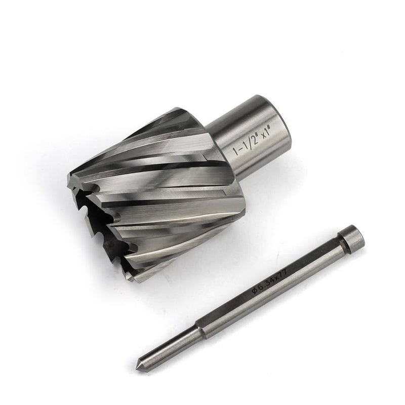 JESTUOUS Annular Cutter 1-1/2 Inch Cutting Diameter 3/4 Weldon Shank 1 Cutting Depth with Pilot Pin Slugger Bits HSS Kit for Magnetic Drill Press,1 Piece - Image 3